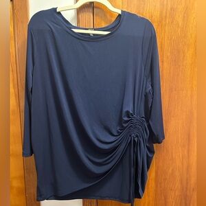 Apt. 9 Deep Blue 3/4 Sleeve Top with Gathered Side